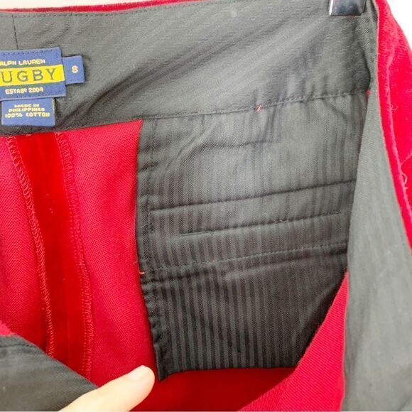 Ralph Lauren Rugby Velvet/Velour Red Crop Pants 8 - Picture 10 of 12